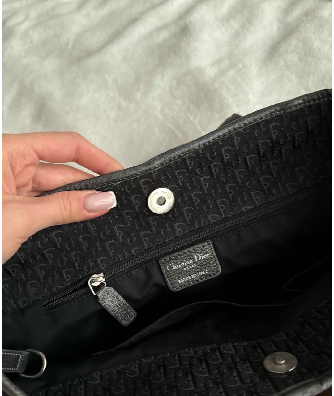 CHRISTIAN DIOR Черная тканевая сумка с короткими ручками, фото 3