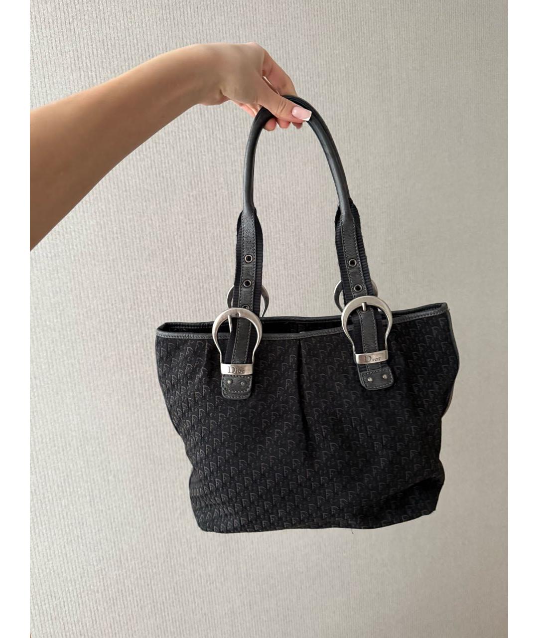 CHRISTIAN DIOR Черная тканевая сумка с короткими ручками, фото 2