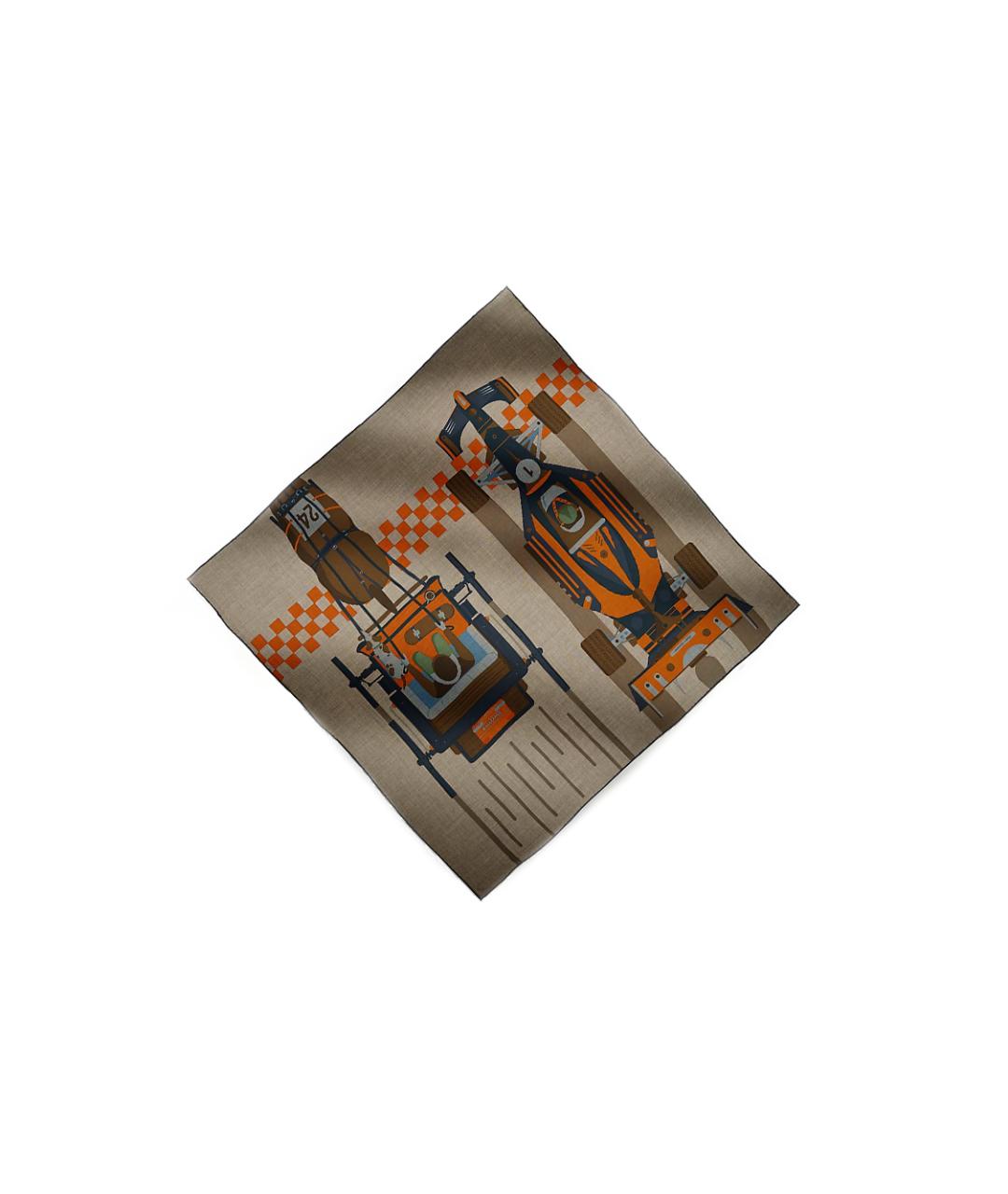 HERMES Коричневый шелковый шарф, фото 3