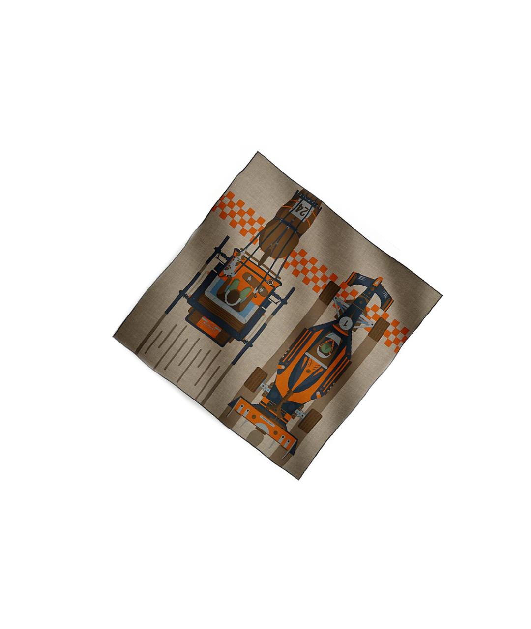 HERMES Коричневый шелковый шарф, фото 2