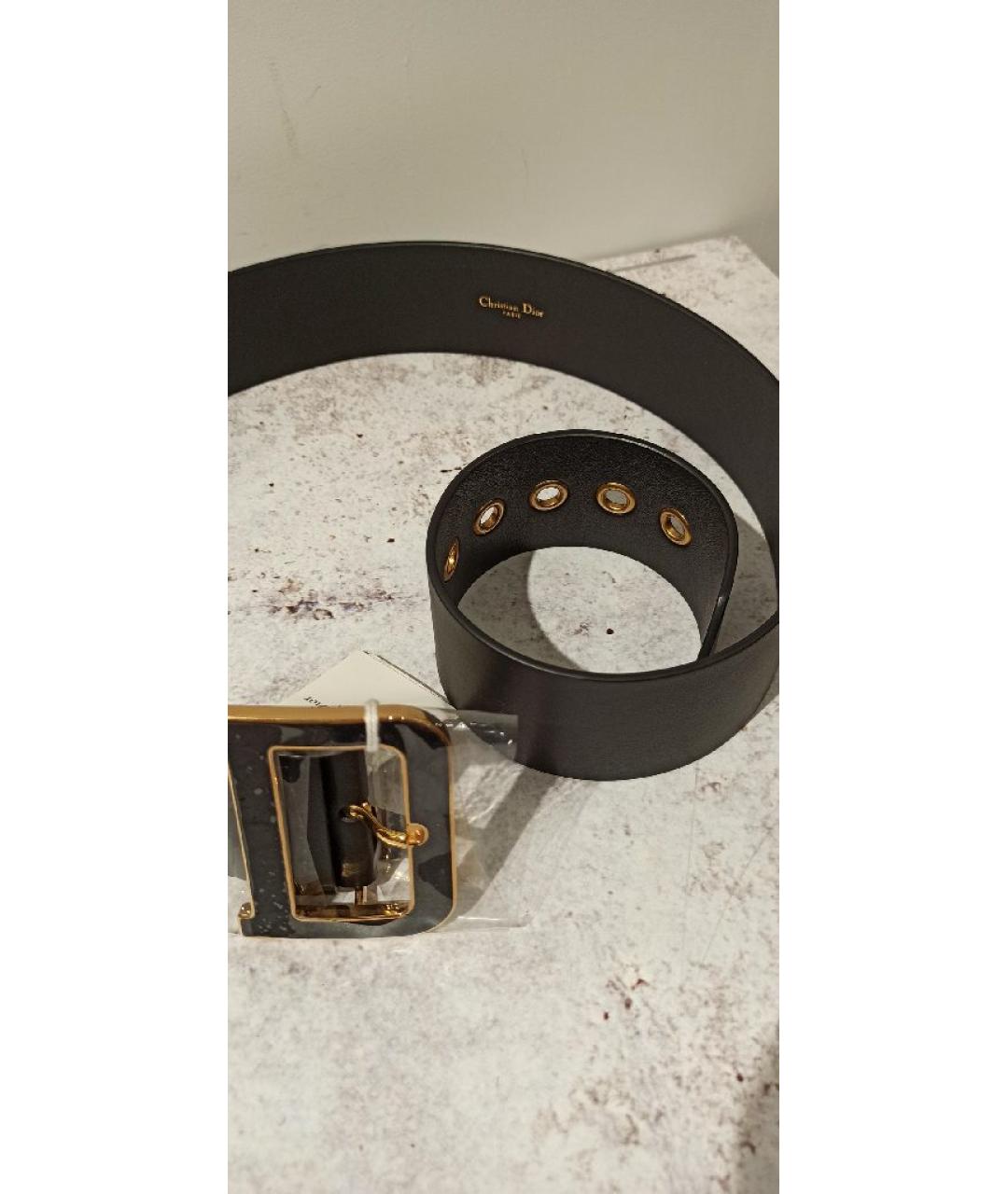 CHRISTIAN DIOR Черный кожаный ремень, фото 5