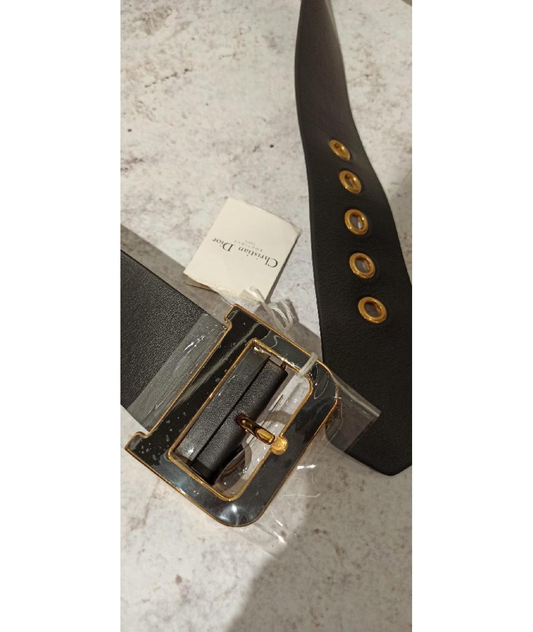CHRISTIAN DIOR Черный кожаный ремень, фото 7