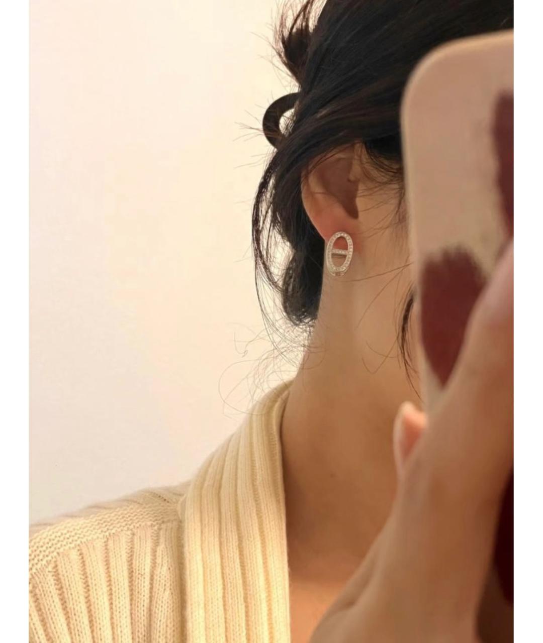 HERMES Серебряные серьги из белого золота, фото 8