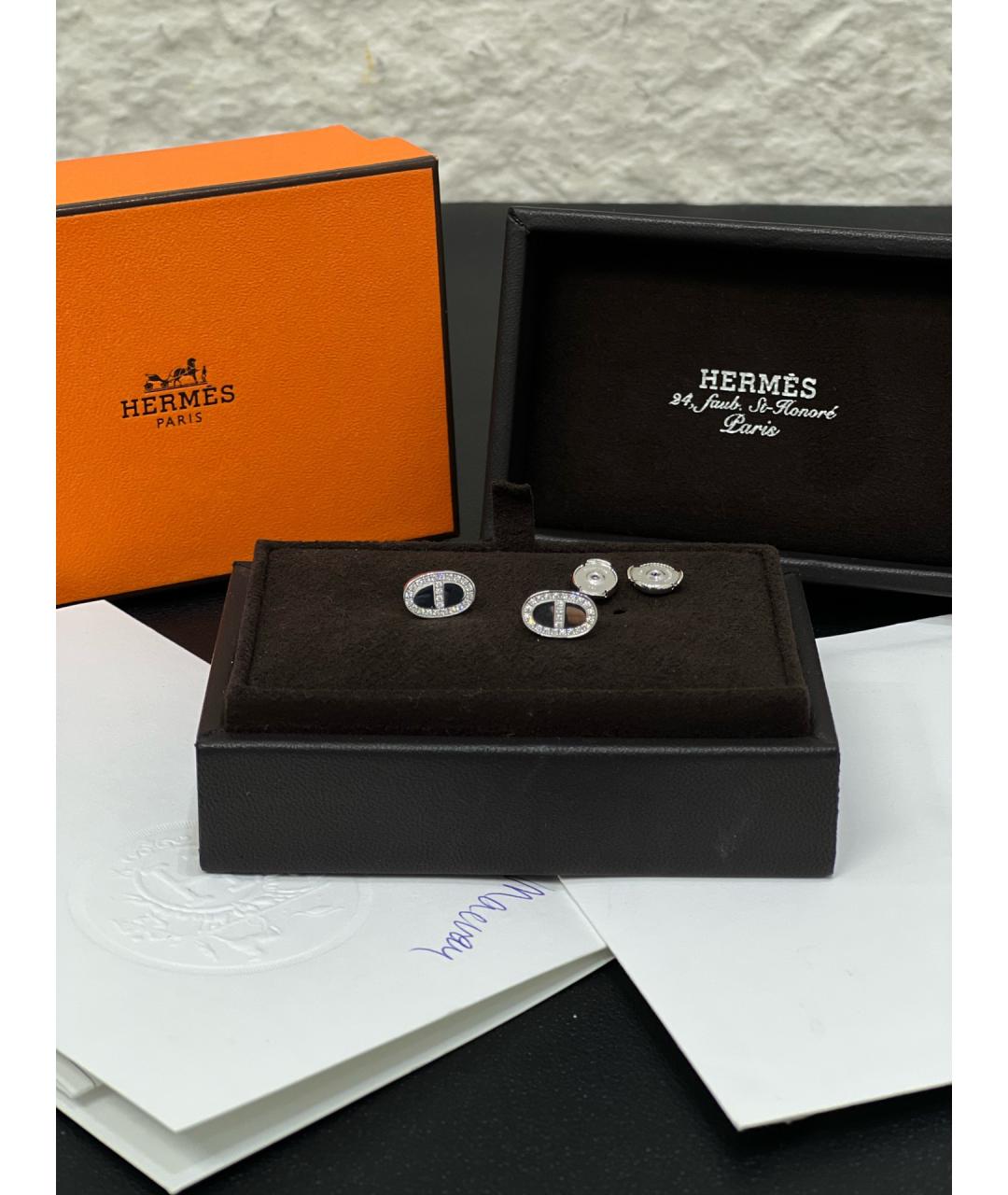 HERMES Серебряные серьги из белого золота, фото 6