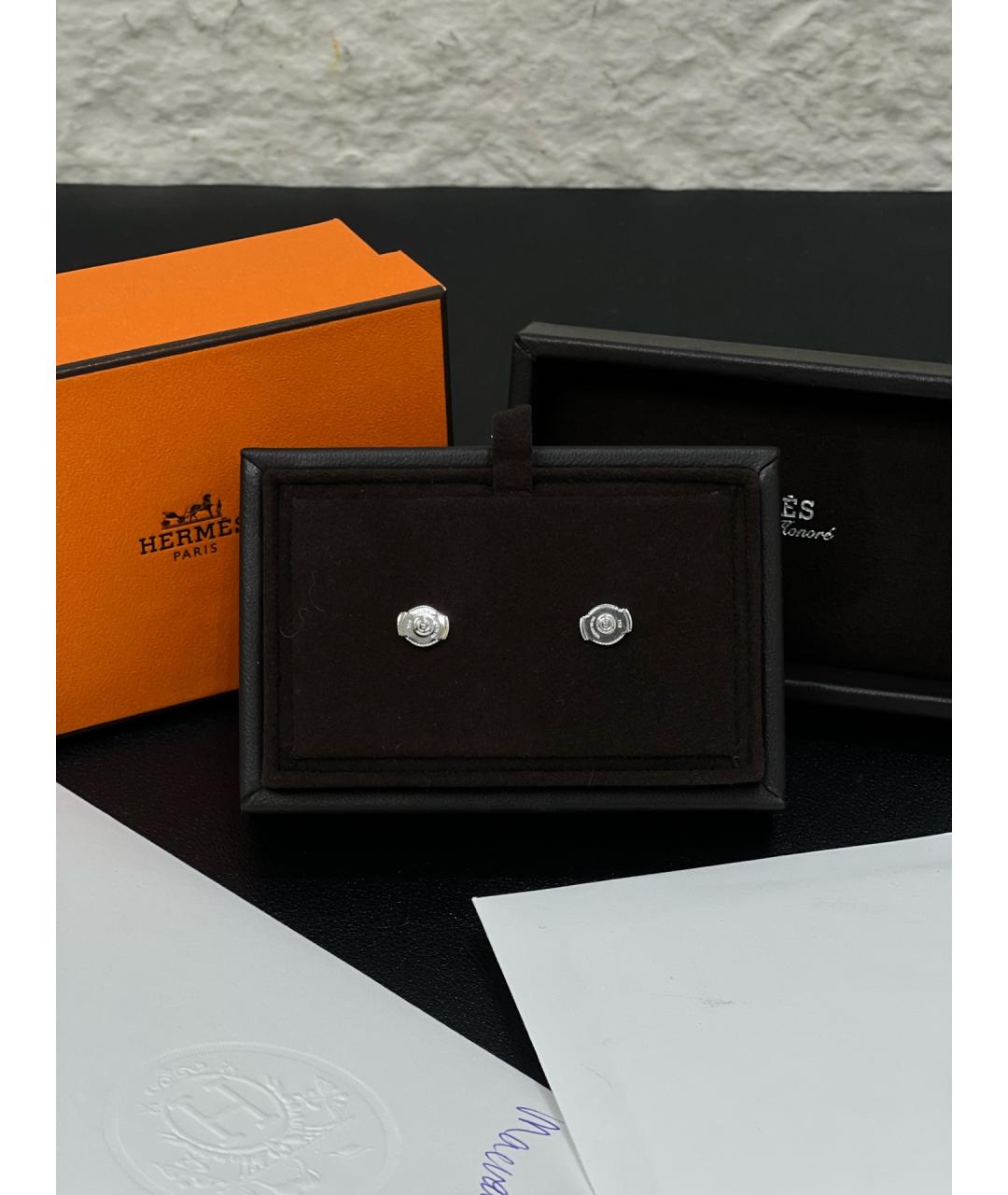 HERMES Серебряные серьги из белого золота, фото 5