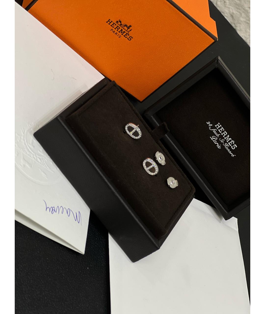 HERMES Серебряные серьги из белого золота, фото 7