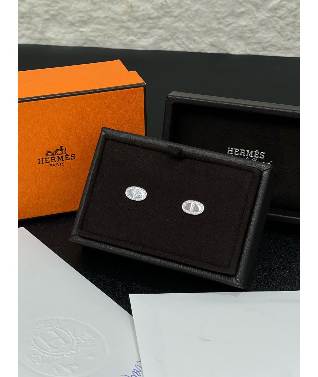 HERMES Серебряные серьги из белого золота, фото 3