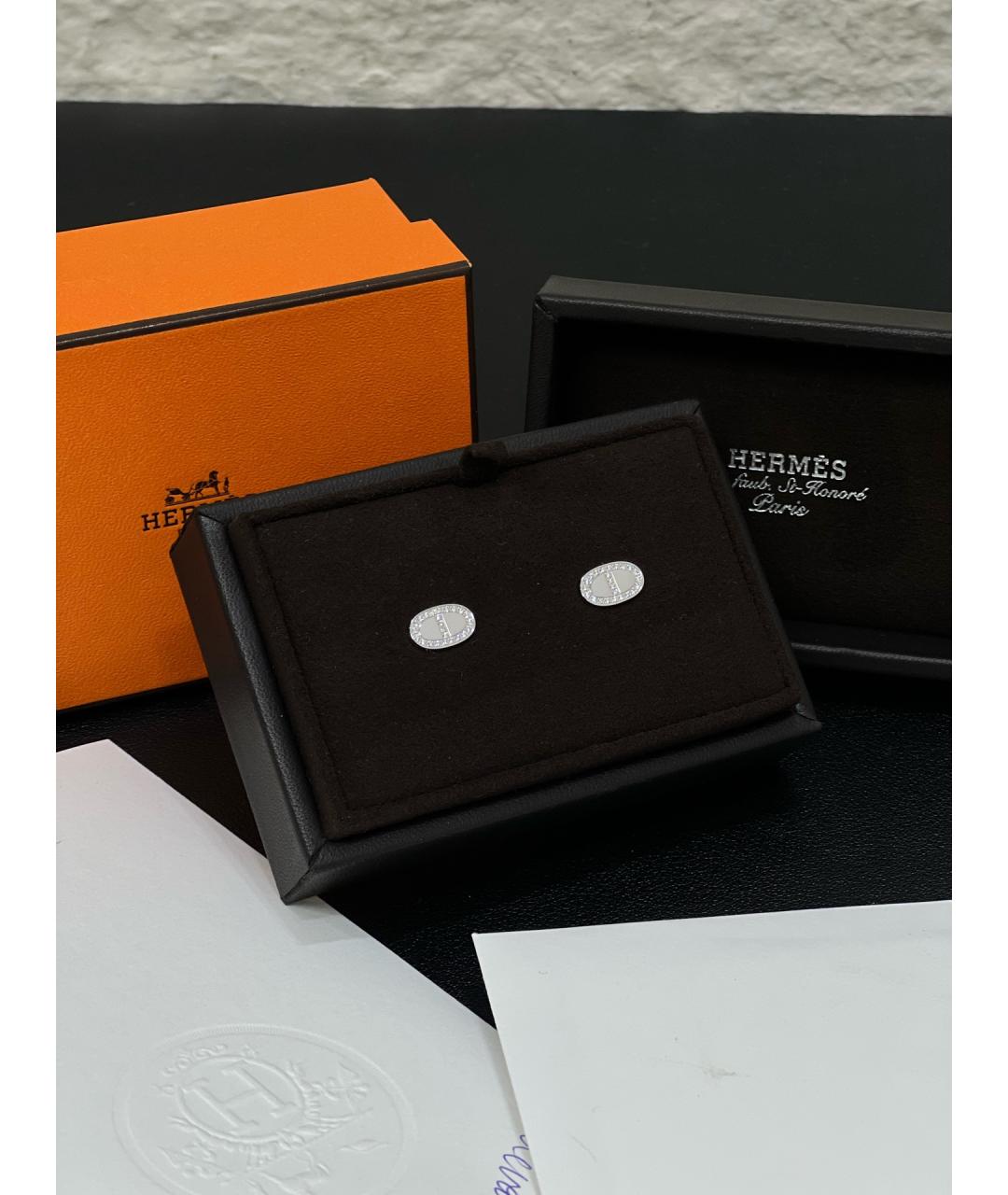 HERMES Серебряные серьги из белого золота, фото 4