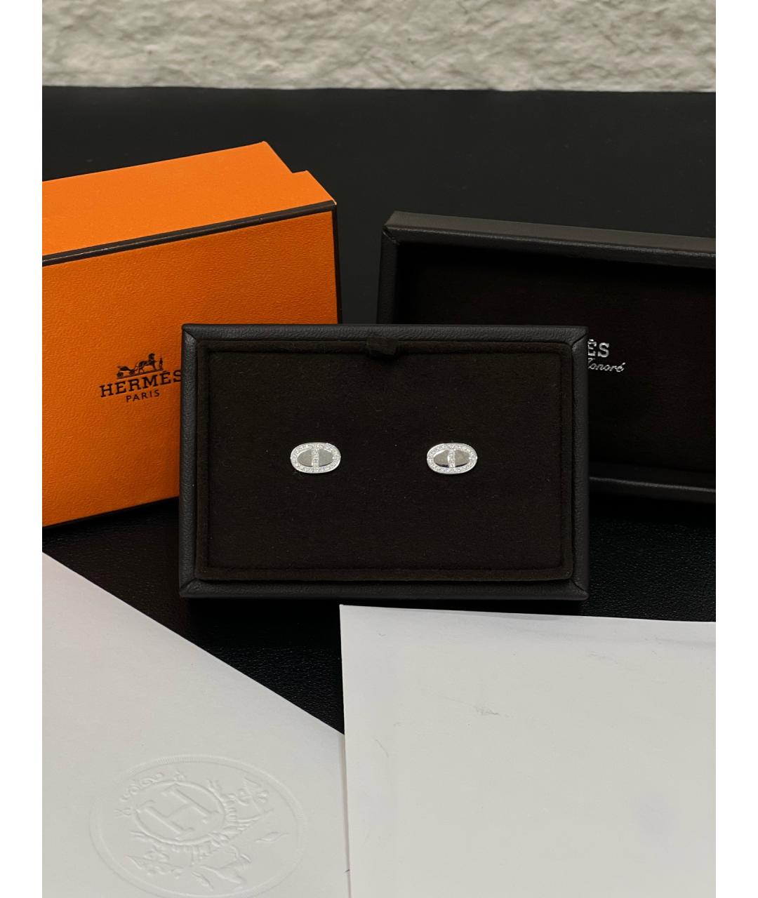 HERMES Серебряные серьги из белого золота, фото 2