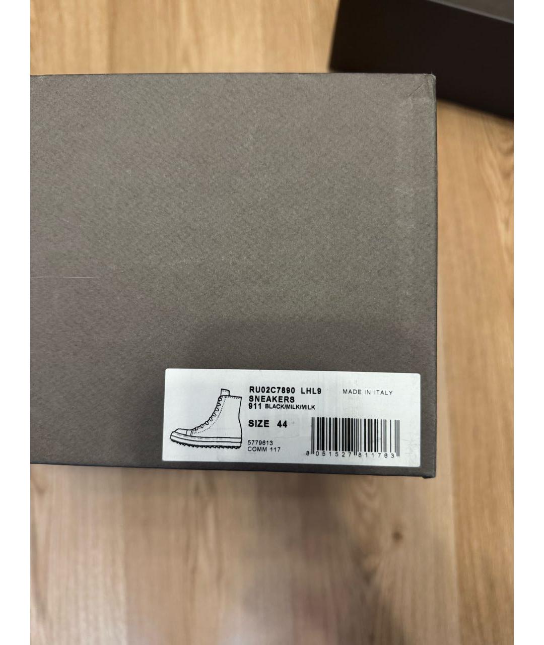 RICK OWENS Черные кожаные высокие кроссовки / кеды, фото 5