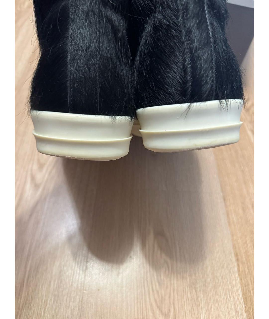 RICK OWENS Черные кожаные высокие кроссовки / кеды, фото 3