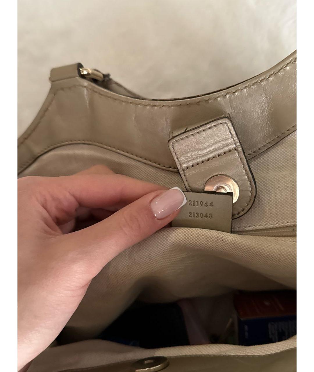 GUCCI Золотая тканевая сумка с короткими ручками, фото 4