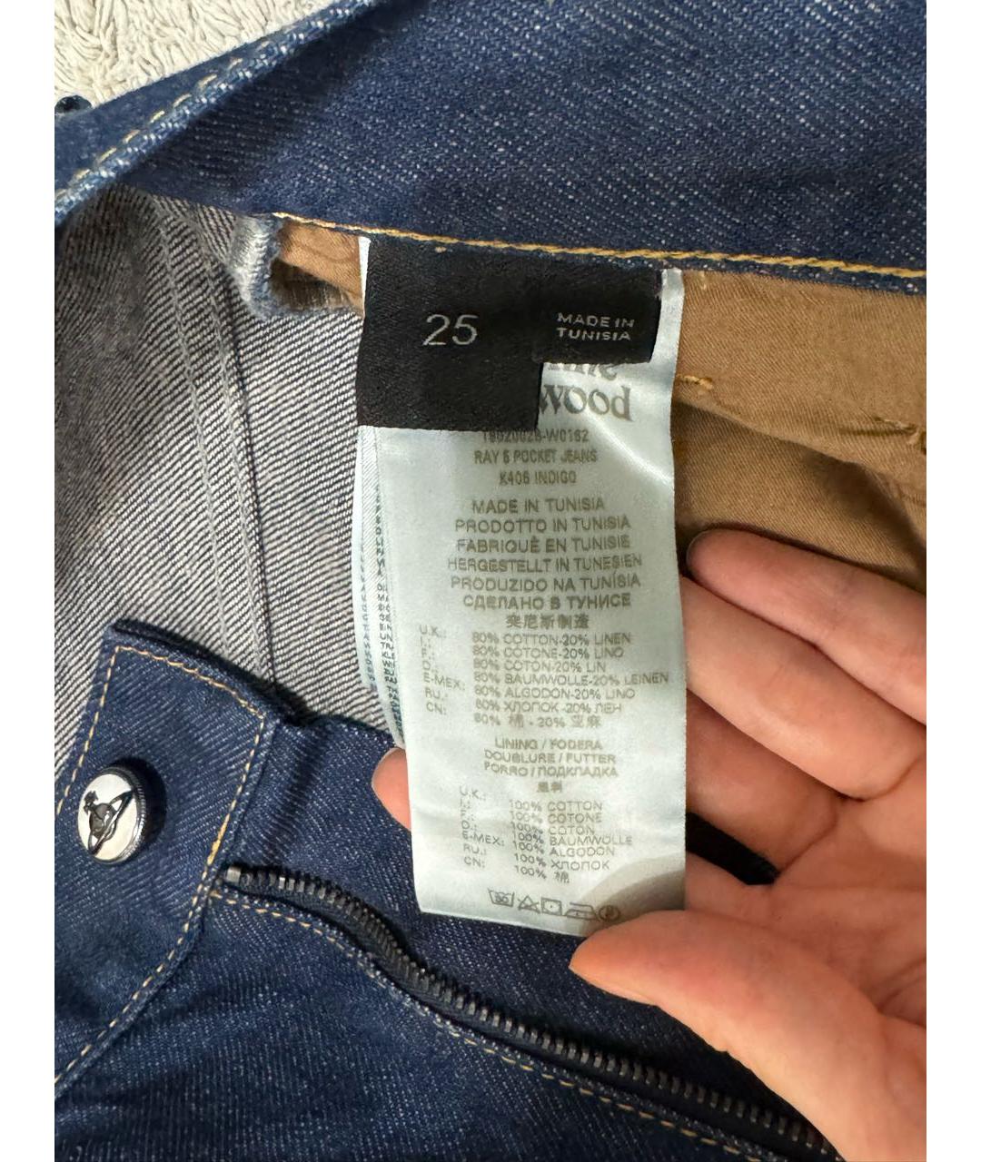 VIVIENNE WESTWOOD Темно-синие хлопковые джинсы клеш, фото 5