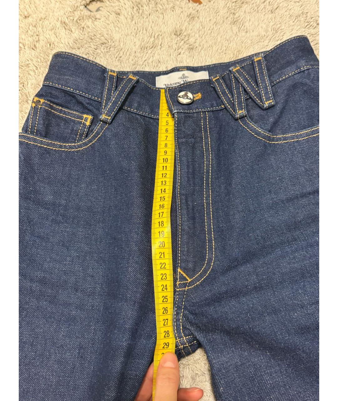 VIVIENNE WESTWOOD Темно-синие хлопковые джинсы клеш, фото 3