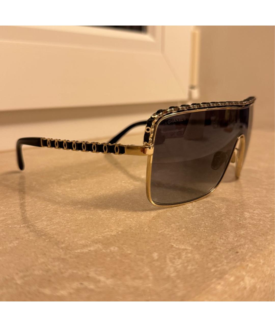 CHANEL Черные металлические солнцезащитные очки, фото 2