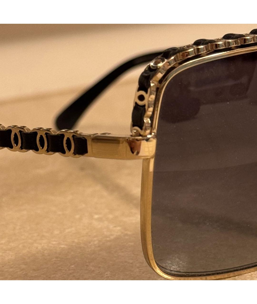 CHANEL Черные металлические солнцезащитные очки, фото 3