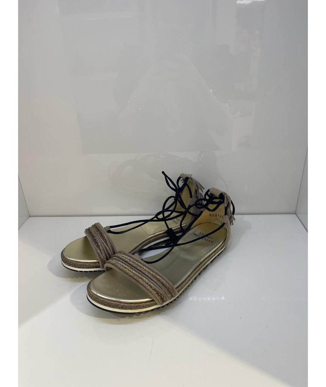 STUART WEITZMAN Бежевые текстильные босоножки, фото 3