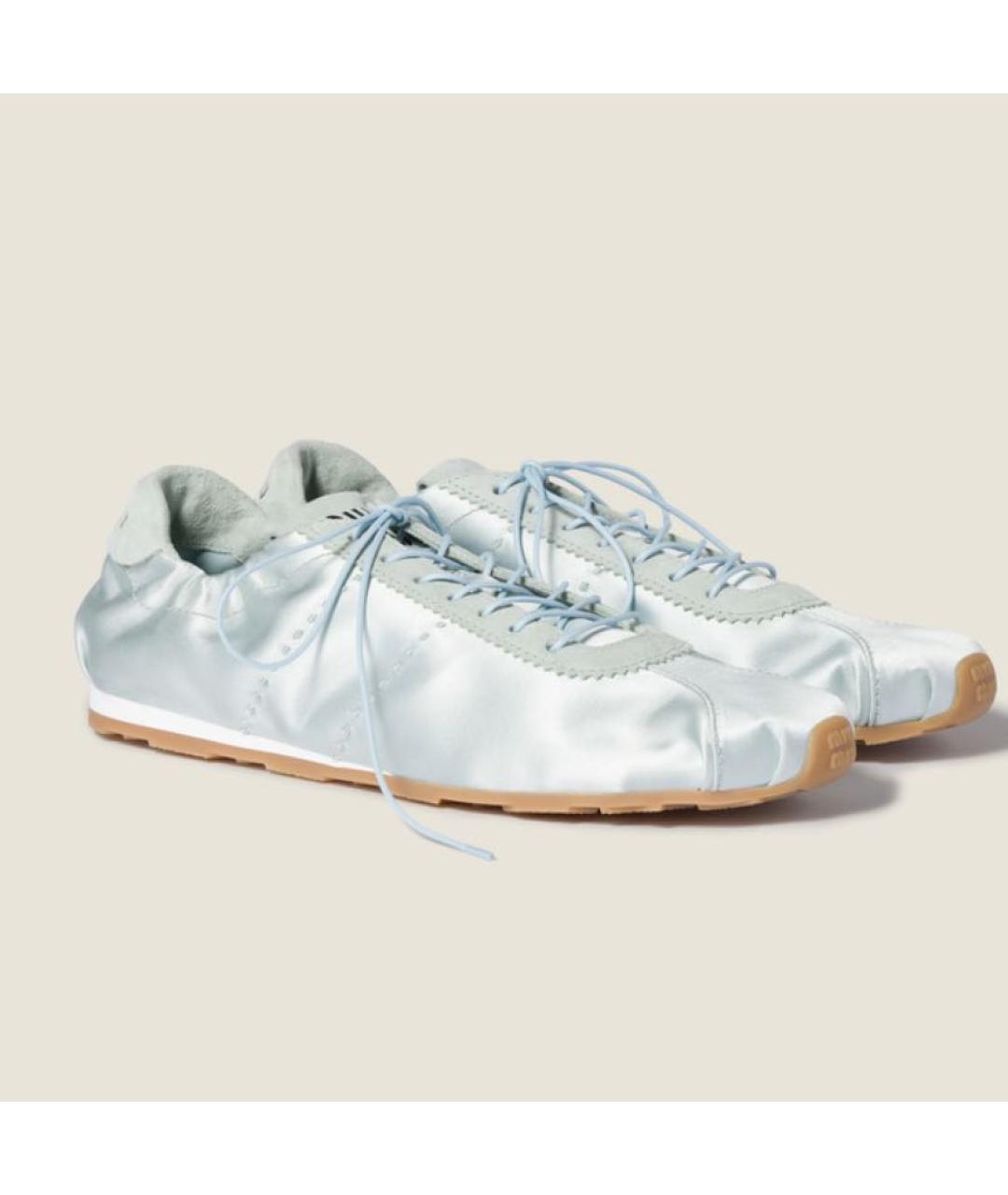 MIU MIU Бирюзовые текстильные кеды, фото 2