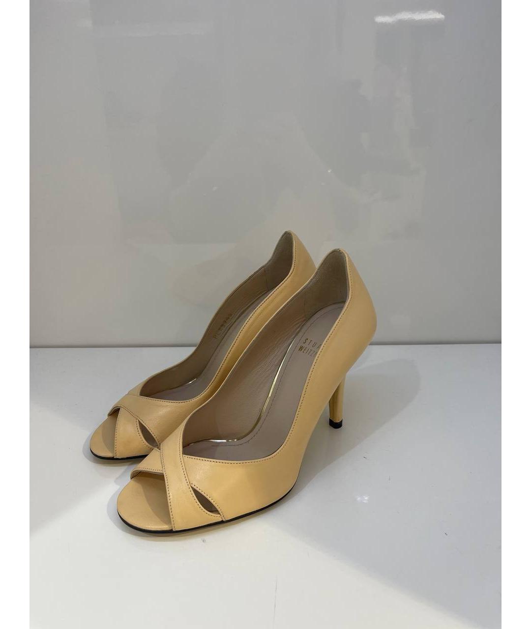 STUART WEITZMAN Бежевые кожаные туфли, фото 2