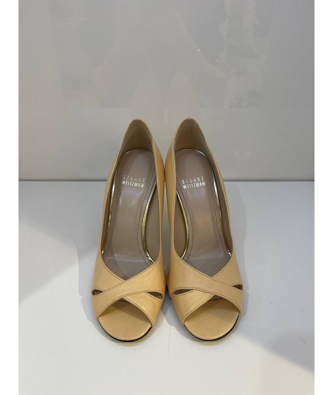 STUART WEITZMAN Бежевые кожаные туфли, фото 3