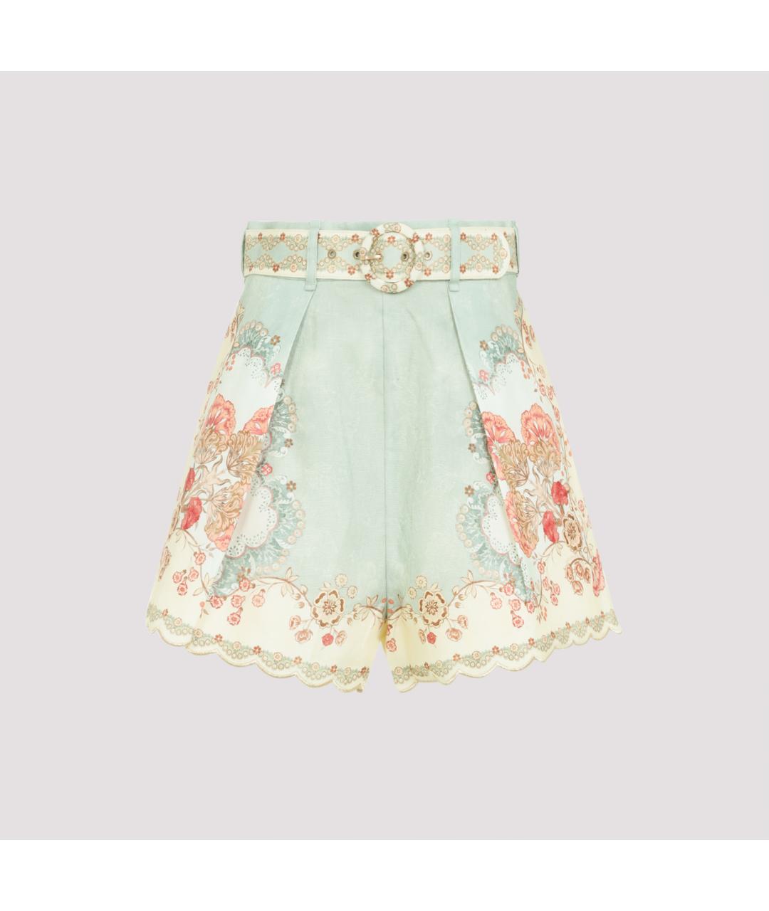 ZIMMERMANN Зеленые льняные шорты, фото 2