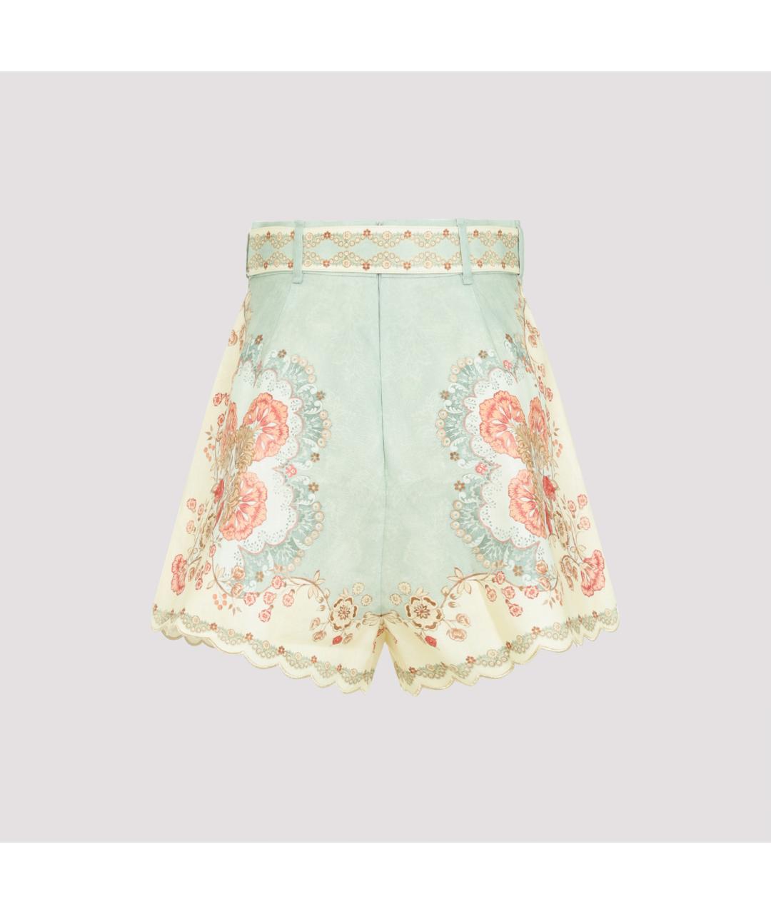 ZIMMERMANN Зеленые льняные шорты, фото 3