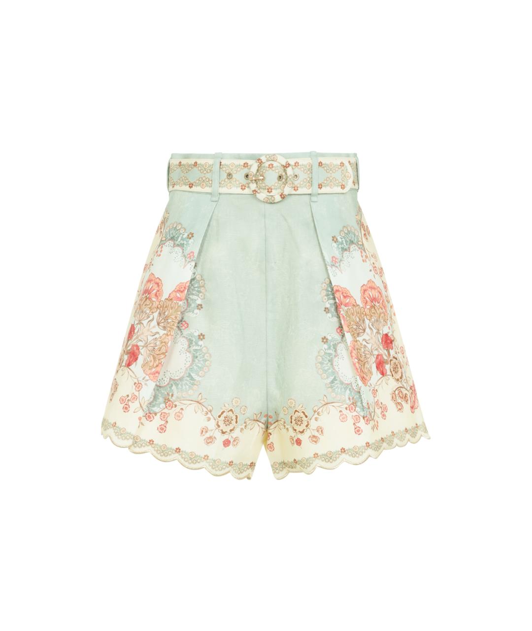 ZIMMERMANN Зеленые льняные шорты, фото 1