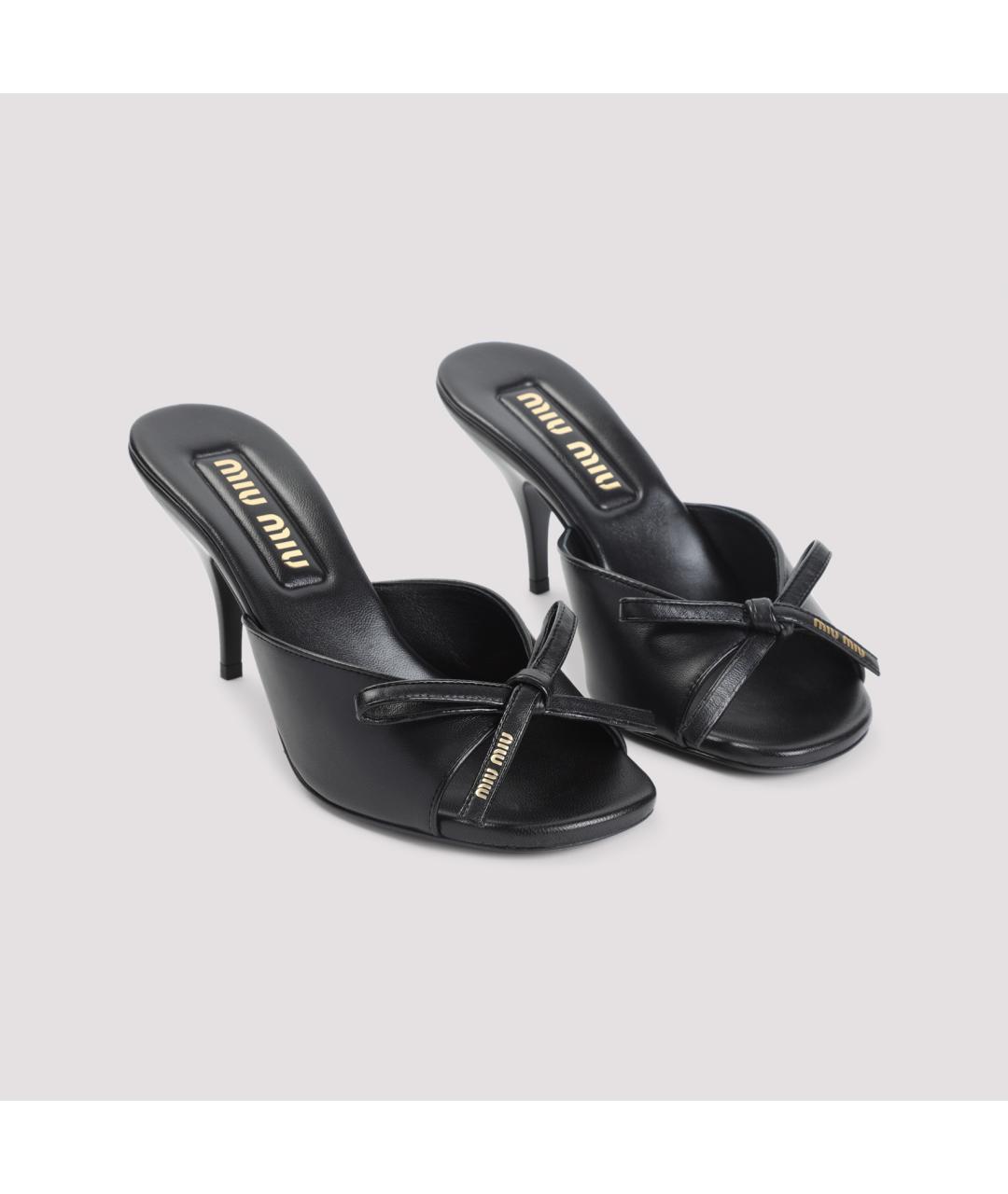 MIU MIU Черные кожаные мюли, фото 3