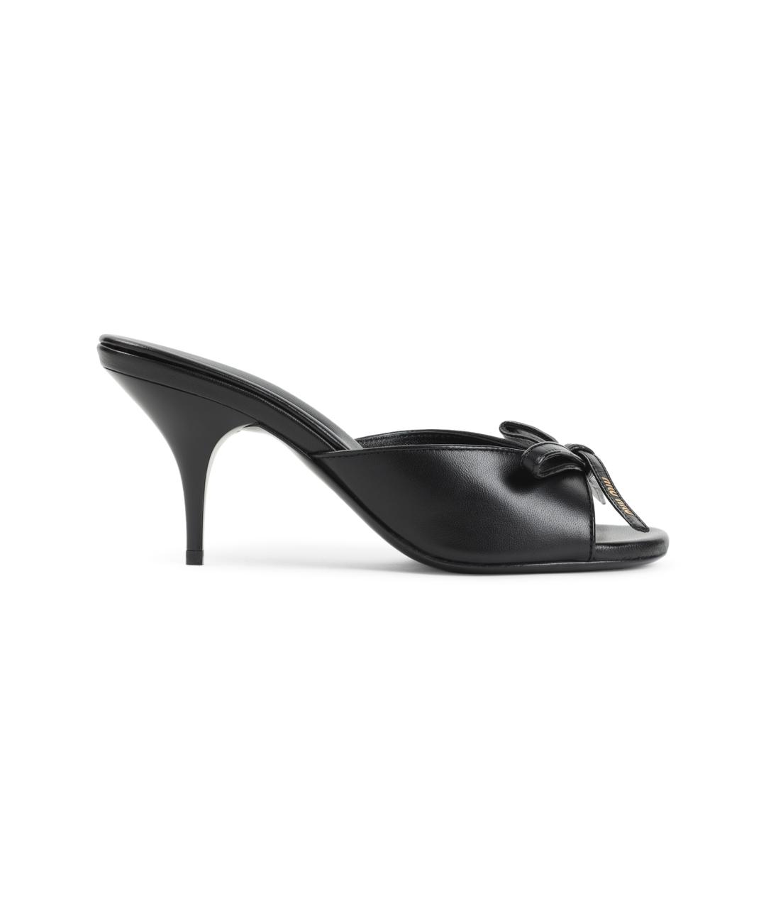 MIU MIU Черные кожаные мюли, фото 1