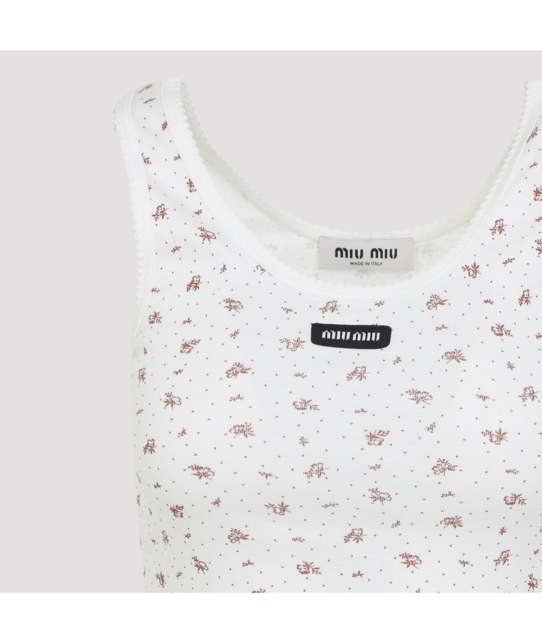 MIU MIU Белая хлопковая майка, фото 3