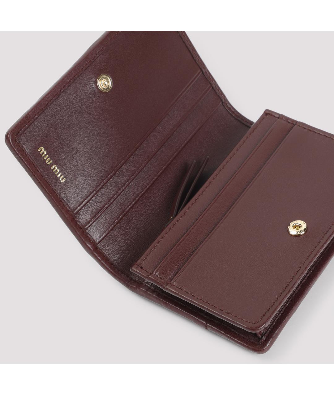 MIU MIU Бордовый кожаный кошелек, фото 4