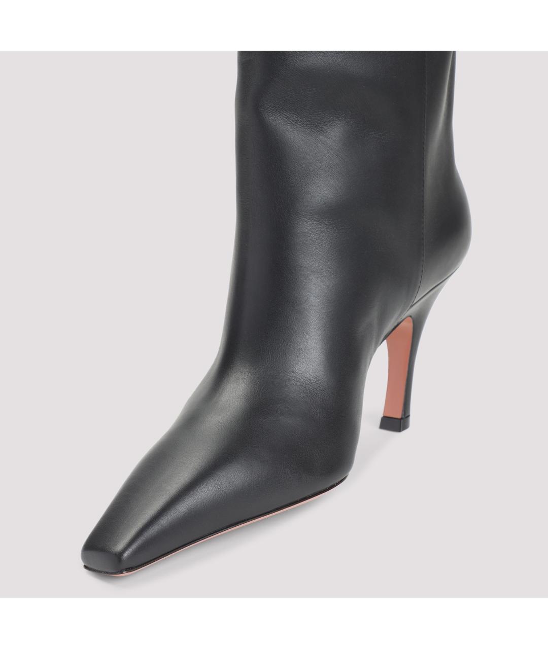 Amina Muaddi Черные кожаные сапоги, фото 3