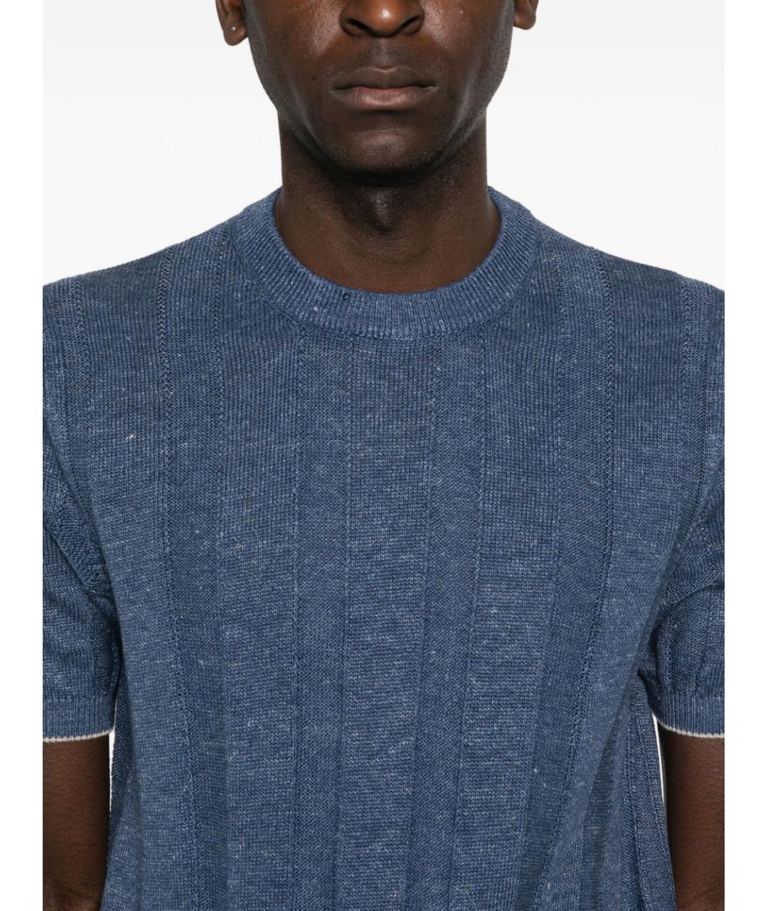 BRUNELLO CUCINELLI Синий льняной джемпер / свитер, фото 2