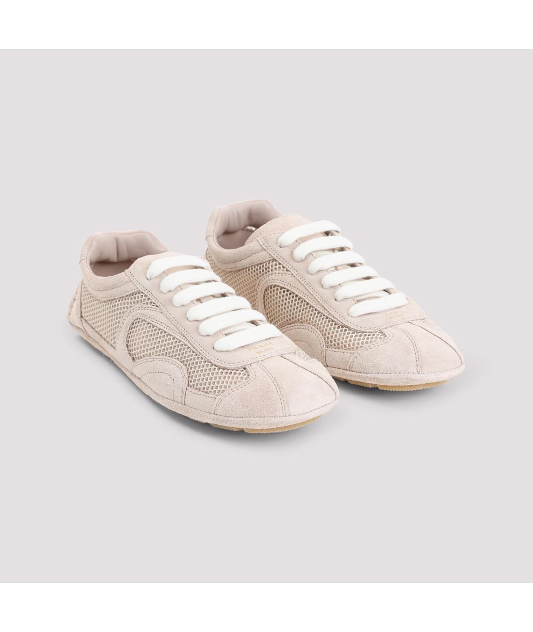 PRADA Бежевые кожаные кроссовки, фото 3