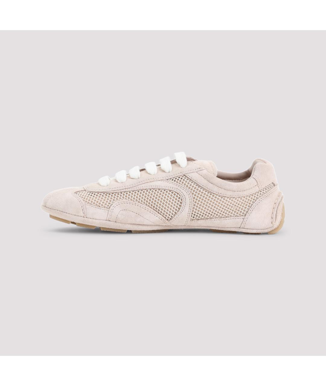 PRADA Бежевые кожаные кроссовки, фото 2