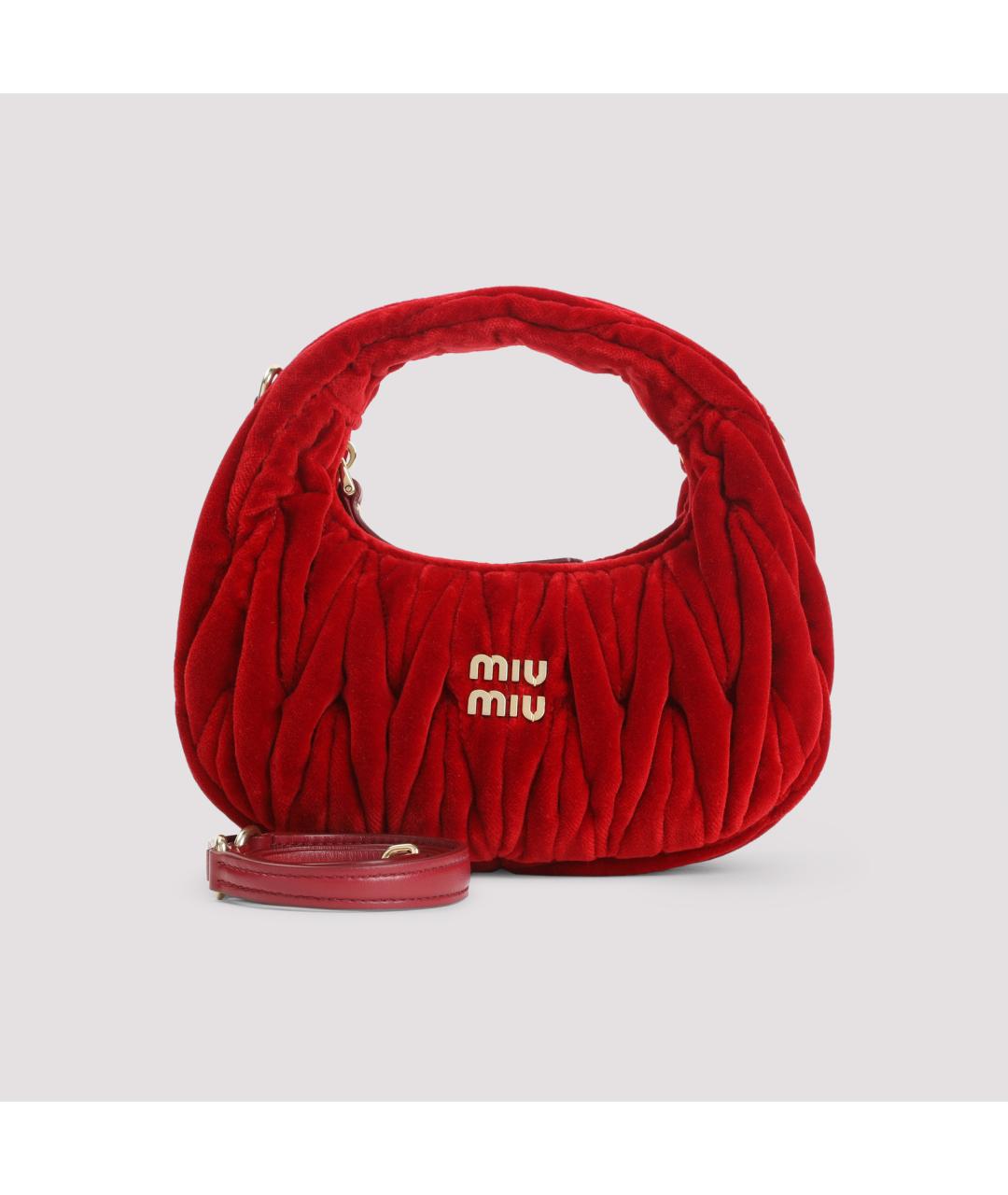 MIU MIU Красная хлопковая сумка с короткими ручками, фото 3