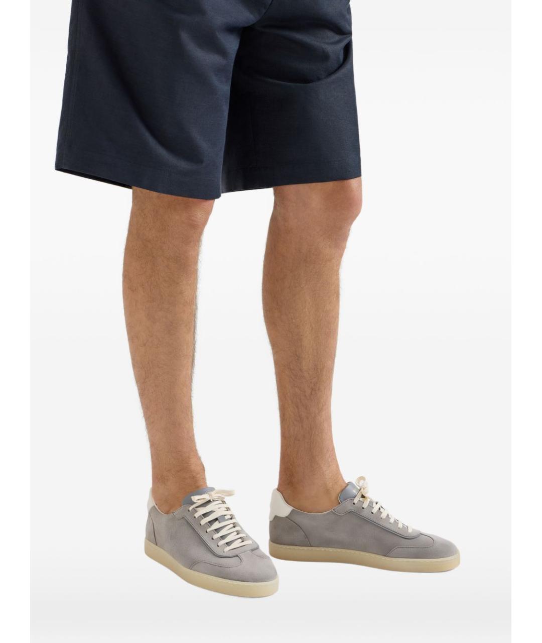 BRUNELLO CUCINELLI Серые замшевые низкие кроссовки / кеды, фото 4