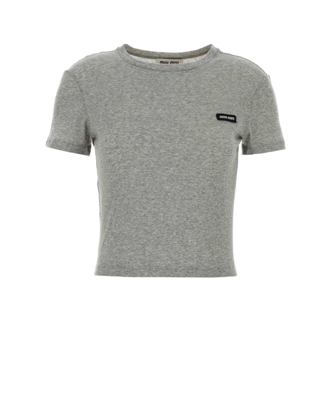 MIU MIU Серая хлопковая футболка, фото 1
