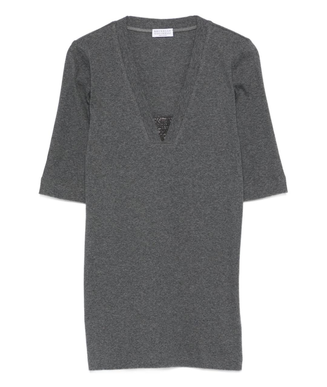 BRUNELLO CUCINELLI Серый хлопковый джемпер / свитер, фото 1