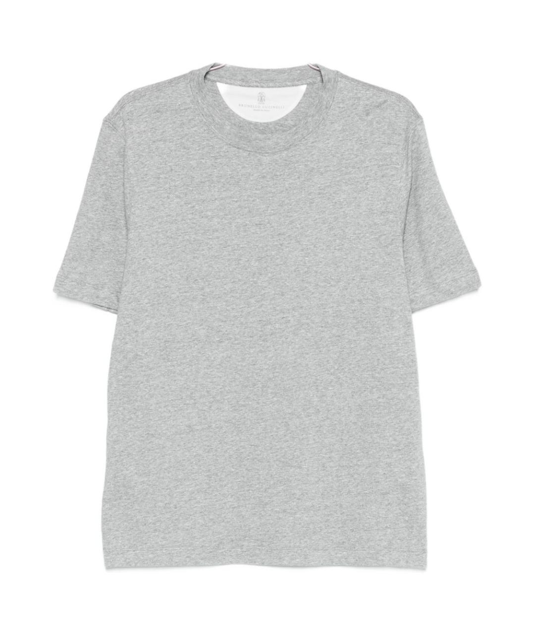 BRUNELLO CUCINELLI Серая хлопко-леновая футболка, фото 1