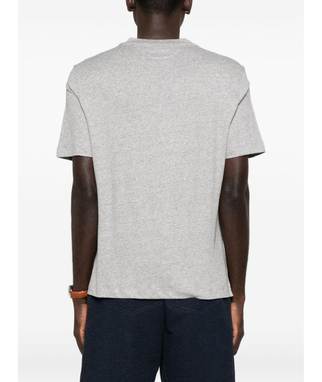 BRUNELLO CUCINELLI Серая хлопко-леновая футболка, фото 3