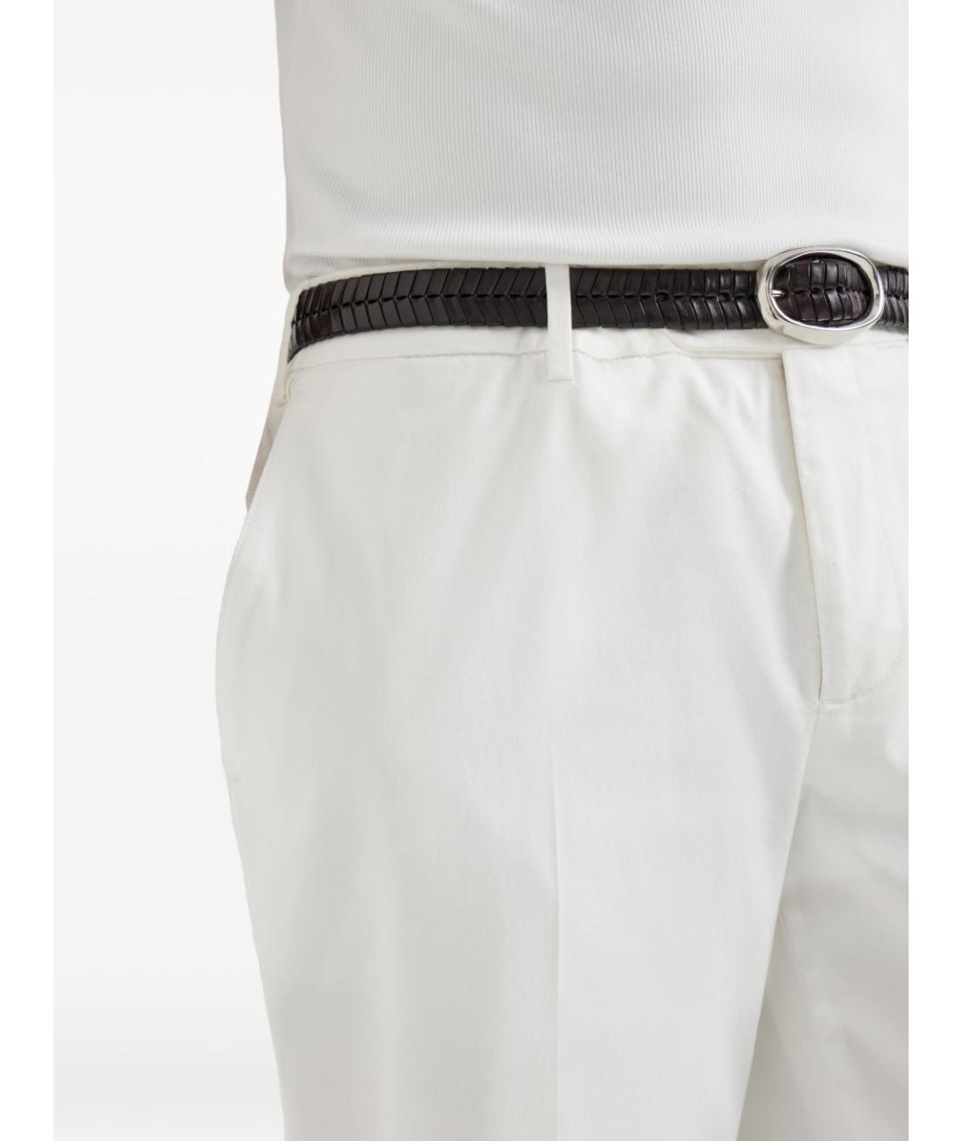 BRUNELLO CUCINELLI Белые хлопковые повседневные брюки, фото 2