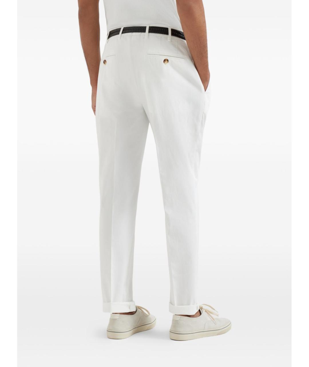 BRUNELLO CUCINELLI Белые хлопковые повседневные брюки, фото 4