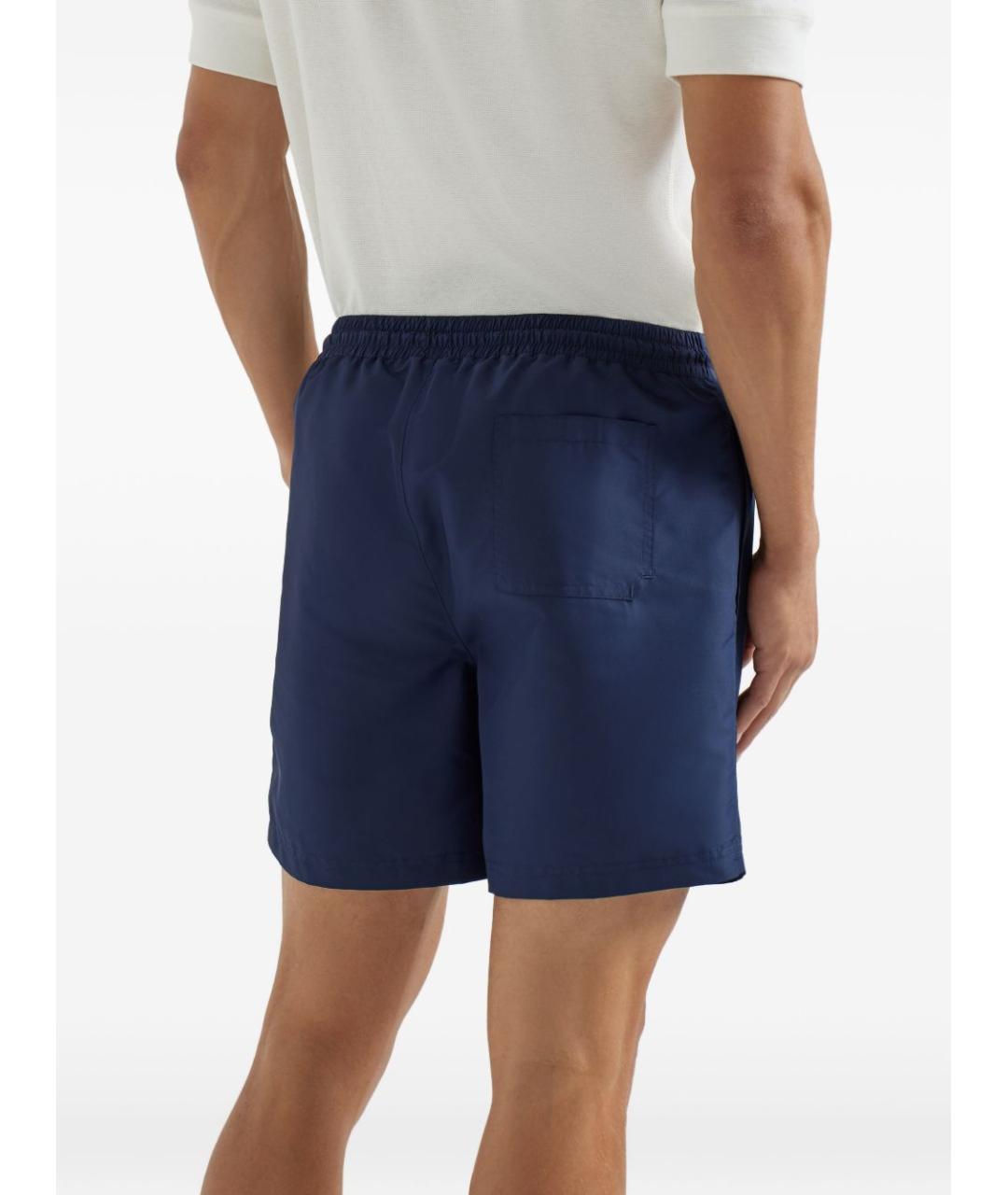 BRUNELLO CUCINELLI Синие полиэстеровые шорты, фото 3