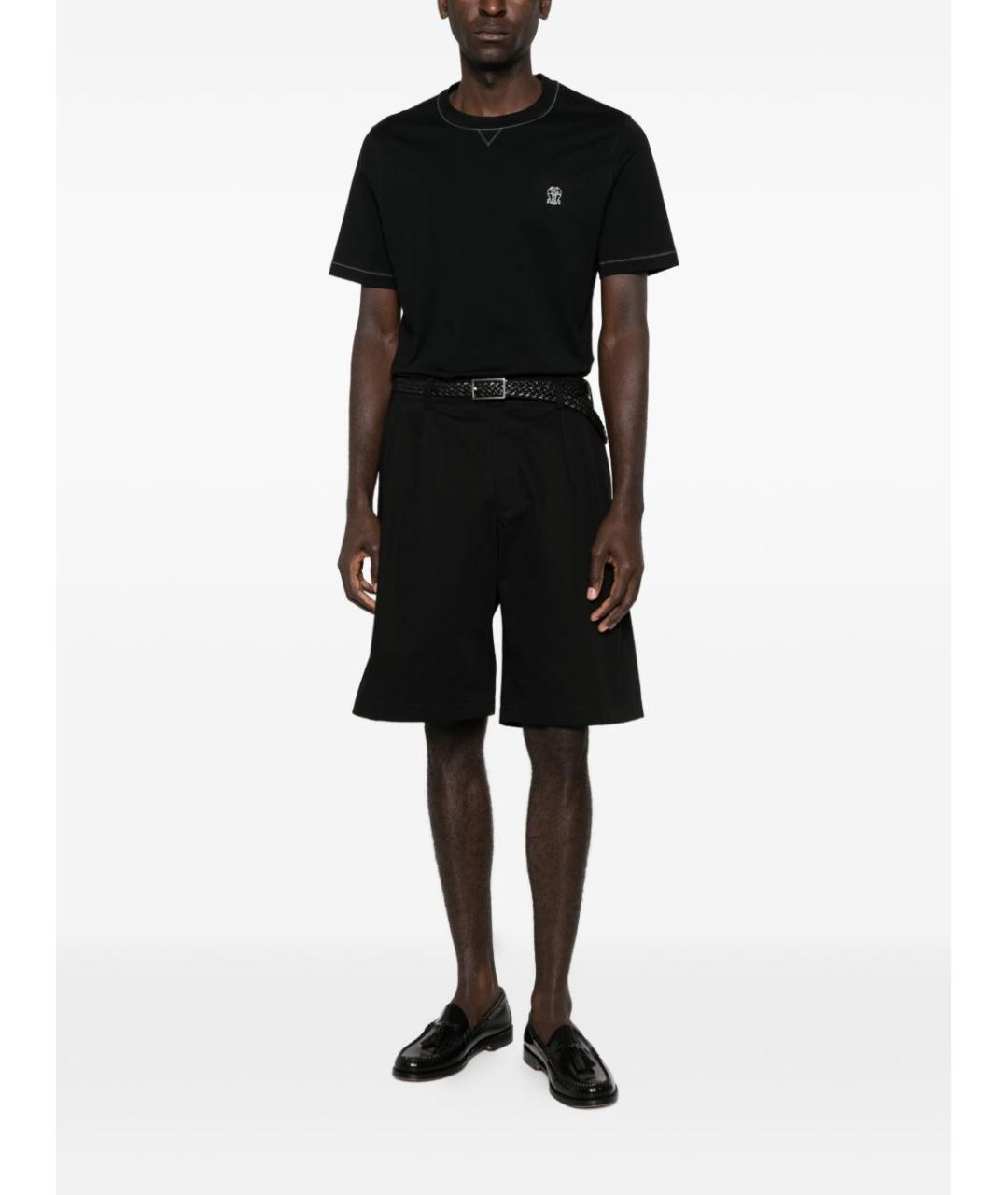 BRUNELLO CUCINELLI Черная хлопковая футболка, фото 3