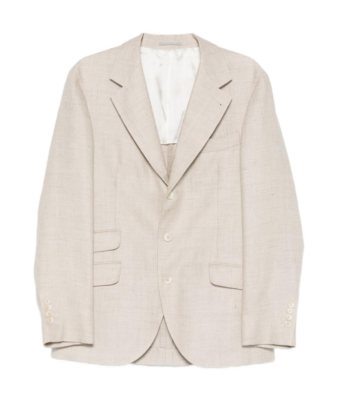 BRUNELLO CUCINELLI Бежевый шелковый пиджак, фото 1