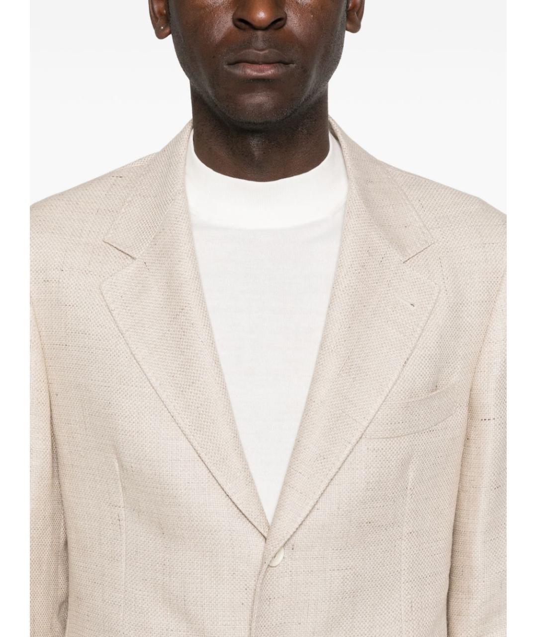 BRUNELLO CUCINELLI Бежевый шелковый пиджак, фото 2