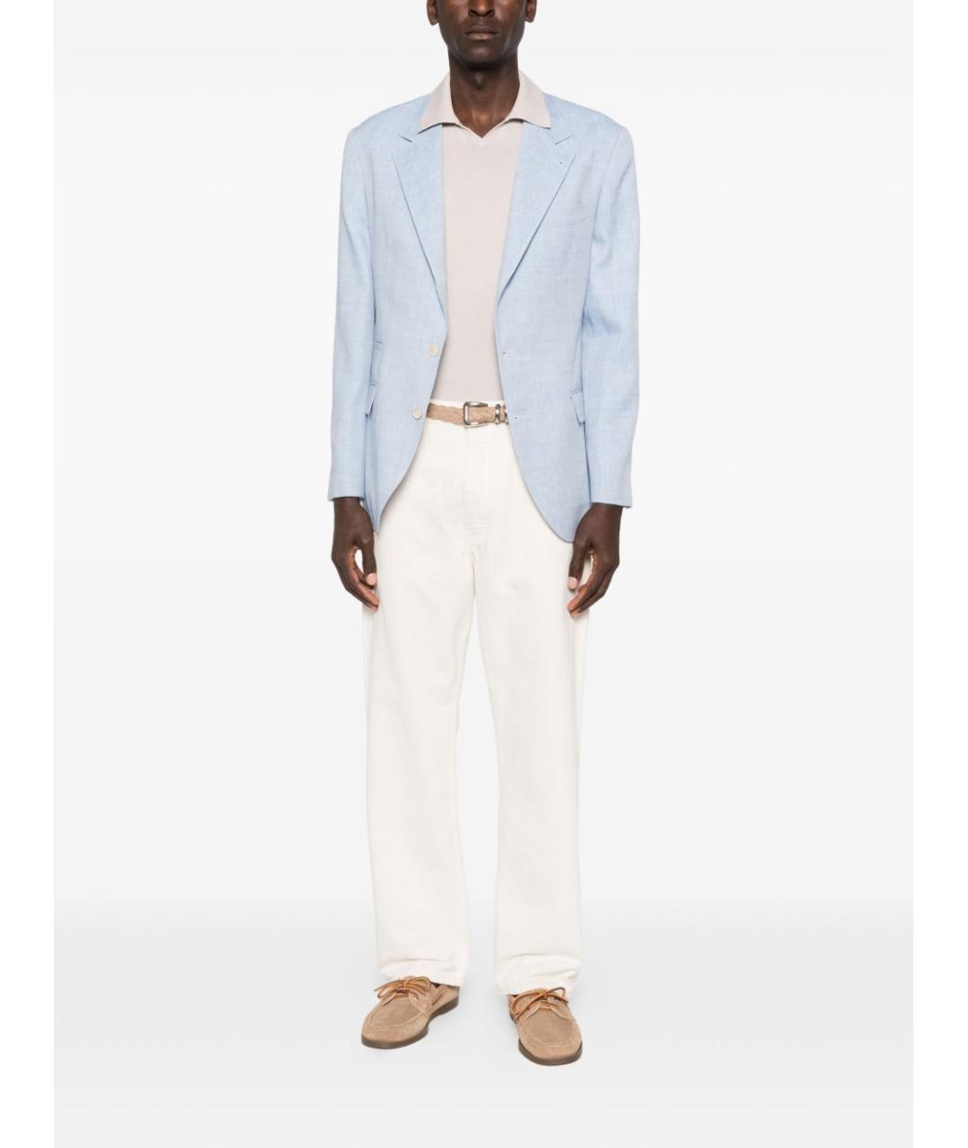BRUNELLO CUCINELLI Голубой льняной пиджак, фото 3