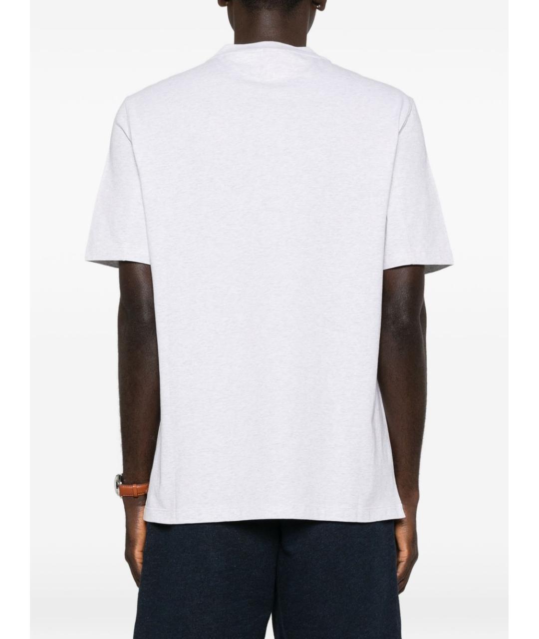 BRUNELLO CUCINELLI Серая хлопковая футболка, фото 4