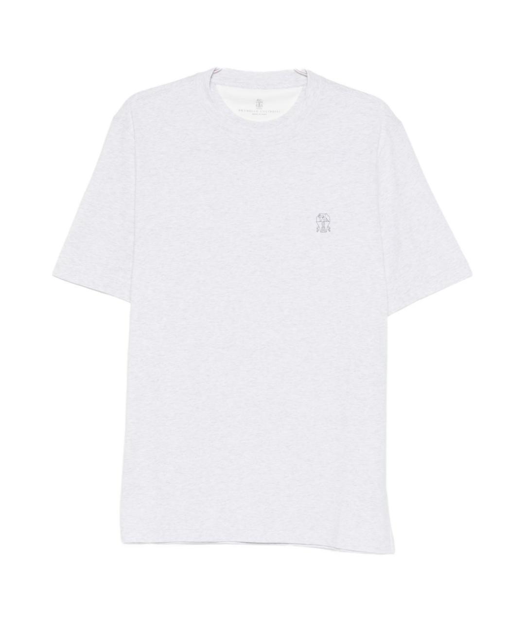 BRUNELLO CUCINELLI Серая хлопковая футболка, фото 1